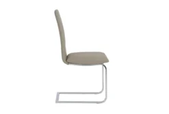 Taupe Faux Leather And Stainless Steel Cantilever Side Chair-Set Of 2 -Furniluxe 271518 brown leather dining chair detail 45