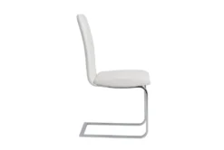 White Faux Leather And Stainless Steel Cantilever Side Chair-Set Of 2 -Furniluxe 271519 white leather dining chair detail 45
