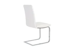 White Faux Leather And Stainless Steel Cantilever Side Chair-Set Of 2 -Furniluxe 271519 white leather dining chair detail 46
