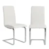 White Faux Leather And Stainless Steel Cantilever Side Chair-Set Of 2 -Furniluxe 271519 white leather dining chair detail 47