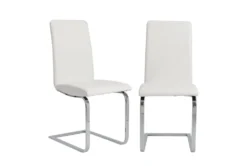 White Faux Leather And Stainless Steel Cantilever Side Chair-Set Of 2