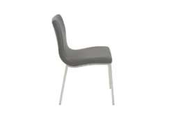 Grey Faux Leather And Brushed Steel Side Chair-Set Of 2 -Furniluxe 271673 grey leather dining chair detail 45