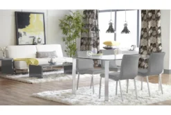 Grey Faux Leather And Brushed Steel Side Chair-Set Of 2 -Furniluxe 271673 grey leather dining chair detail 47