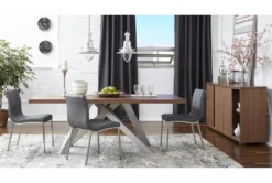 Grey Faux Leather And Brushed Steel Side Chair-Set Of 2 -Furniluxe 271673 grey leather dining chair detail 48