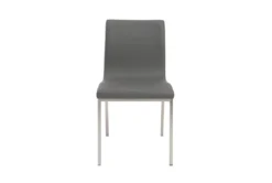 Grey Faux Leather And Brushed Steel Side Chair-Set Of 2