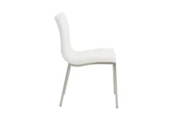 White Faux Leather And Brushed Steel Side Chair-Set Of 2 -Furniluxe 271675 white leather dining chair detail 46