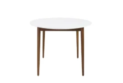 Newport White 63" Oval Dining Table With Dark Walnut Base -Furniluxe 271681 white wood dining table detail 46