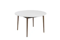 Newport White 47" Round Dining Table With Dark Walnut Base -Furniluxe 271683 white wood dining table detail 46