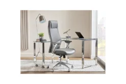 Karlstad Grey Faux Leather High Back Desk Chair -Furniluxe 271897 grey leather office chair detail 46
