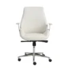 Viborg White Faux Leather And Chrome Low Back Desk Chair -Furniluxe 271903 white leather office chair signature 01