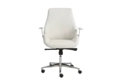 Viborg White Faux Leather And Chrome Low Back Desk Chair