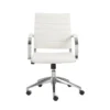 Kolding White Faux Leather Low Back Desk Chair -Furniluxe 271909 white leather office chair signature 01