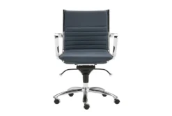 Copenhagen Blue Faux Leather And Chrome Low Back Desk Chair