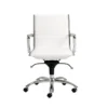 Copenhagen White Faux And Leather And Chrome Low Back Desk Chair -Furniluxe 271919 white leather office chair signature 01