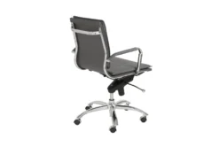 Skagen Grey Faux Leather And Chrome Low Back Desk Chair -Furniluxe 271924 grey leather office chair detail 46