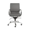 Skagen Grey Faux Leather And Chrome Low Back Desk Chair -Furniluxe 271924 grey leather office chair signature 01