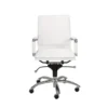 Skagen White Faux Leather And Chrome Low Back Desk Chair -Furniluxe 271925 white leather office chair signature 01