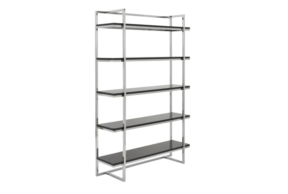 Carlsbad Black And Chrome 62" Bookcase 7 Carlsbad Black And Chrome 62" Bookcase - Image 5
