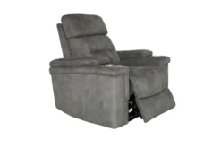 Jagger Grey Power Recliner With Power Headrest, Cupholders & USB -Furniluxe 276017 grey polyester recliner detail 44