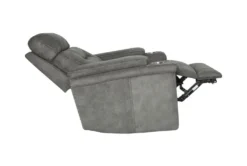 Jagger Grey Power Recliner With Power Headrest, Cupholders & USB -Furniluxe 276017 grey polyester recliner side 14