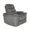 Jagger Grey Power Recliner With Power Headrest, Cupholders & USB -Furniluxe 276017 grey polyester recliner signature 01
