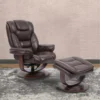 Farley Brown Leather Manual Reclining Swivel Chair And Ottoman 2 Farley Brown Leather Manual Reclining Swivel Chair And Ottoman -Furniluxe 276044 brown leather recliner signature 01