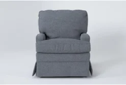 Bailey Denim Track Arm Skirted Swivel Glider