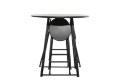36" Metal Counter Table With 4 Fold Out Stools -Furniluxe 276351 grey multi media dining table front 03