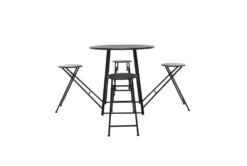 36" Metal Counter Table With 4 Fold Out Stools -Furniluxe 276351 grey multi media dining table material 76