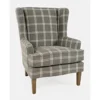 Bingham Grey Windowpane Accent Chair -Furniluxe 276719 grey fabric accent chair signature 01