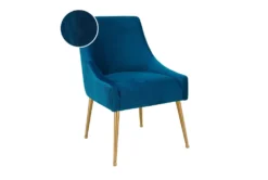 Rosalind Pleated Back Navy Velvet Dining Chair -Furniluxe 276744 blue fabric accent chair detail 45