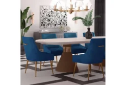 Rosalind Pleated Back Navy Velvet Dining Chair -Furniluxe 276744 blue fabric accent chair room 85