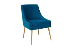 Rosalind Pleated Back Navy Velvet Dining Chair -Furniluxe 276744 blue fabric accent chair side 14