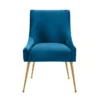 Rosalind Pleated Back Navy Velvet Dining Chair -Furniluxe 276744 blue fabric accent chair signature 01