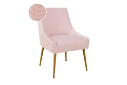 Rosalind Pleated Back Blush Velvet Dining Chair -Furniluxe 276745 pink fabric accent chair detail 44