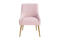 Rosalind Pleated Back Blush Velvet Dining Chair -Furniluxe 276745 pink fabric accent chair front 02