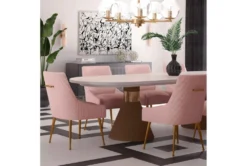 Rosalind Pleated Back Blush Velvet Dining Chair -Furniluxe 276745 pink fabric accent chair room 85