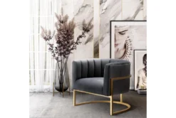 Deanna Grey Velvet Accent Chair -Furniluxe 276793 grey fabric accent chair room 85