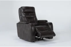 Bronson Truffle Home Theater Power Wallaway Recliner With Power Headrest & USB -Furniluxe 276994 brown polyester recliner side 19
