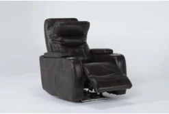 Bronson Truffle Home Theater Power Wallaway Recliner With Power Headrest & USB -Furniluxe 276994 brown polyester recliner side 20