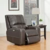 Briggs Twilight Leather Power Recliner With Power Headrest & USB -Furniluxe 278918 grey leather recliner signature 03