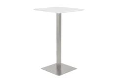 Rascoe Matte White 24" Bar Table With Brushed Stainless Steel Base -Furniluxe 282808 white mdf bistropub table detail 45