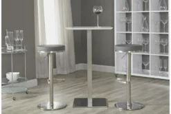 Rascoe Matte White 24" Bar Table With Brushed Stainless Steel Base -Furniluxe 282808 white mdf bistropub table detail 47