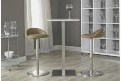 Rascoe Matte White 24" Bar Table With Brushed Stainless Steel Base -Furniluxe 282808 white mdf bistropub table detail 48