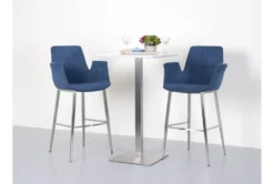 Rascoe Matte White 24" Bar Table With Brushed Stainless Steel Base -Furniluxe 282808 white mdf bistropub table detail 49