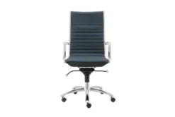 Copenhagen Blue Faux Leather And Chrome High Back Desk Chair