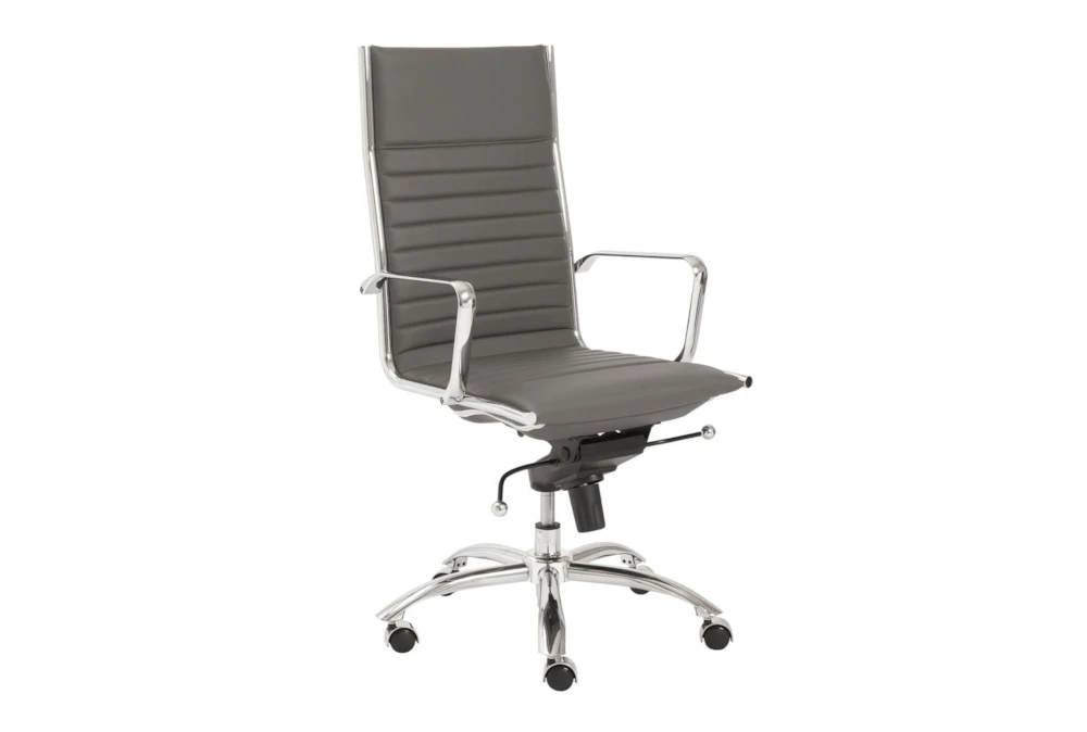 Copenhagen Grey Faux Leather And Chrome High Back Desk Chair 4 Copenhagen Grey Faux Leather And Chrome High Back Desk Chair - Image 2