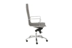 Copenhagen Grey Faux Leather And Chrome High Back Desk Chair 10 Copenhagen Grey Faux Leather And Chrome High Back Desk Chair -Furniluxe 282822 grey leather office chair detail 45