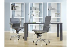 Copenhagen Grey Faux Leather And Chrome High Back Desk Chair 13 Copenhagen Grey Faux Leather And Chrome High Back Desk Chair -Furniluxe 282822 grey leather office chair detail 48