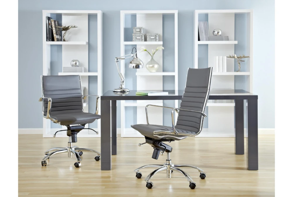 Copenhagen Grey Faux Leather And Chrome High Back Desk Chair 8 Copenhagen Grey Faux Leather And Chrome High Back Desk Chair - Image 6